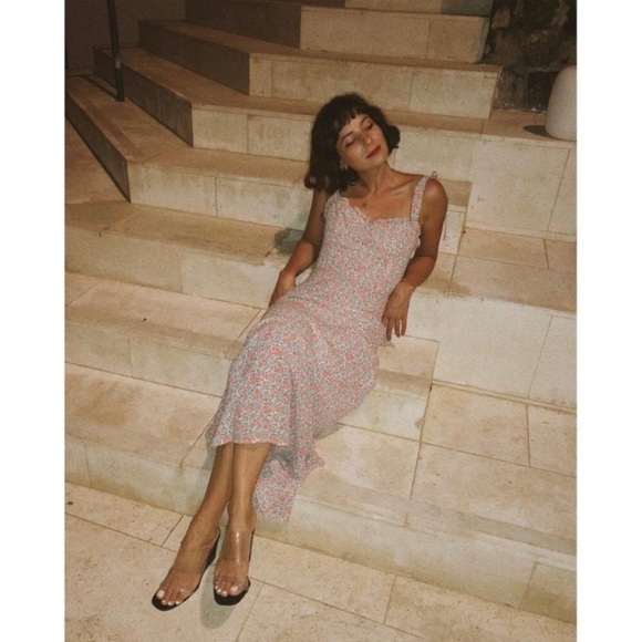 Reformation Dress Nikita Floral Midi Ruffle Shelby 10 GUC - Picture 1 of 8